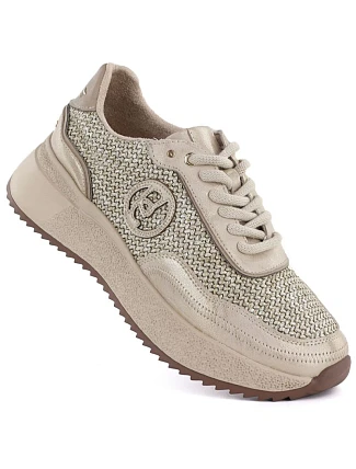 Dámské pletené kožené tenisky zlaté Gino Fabiani OL39-5 GOLD