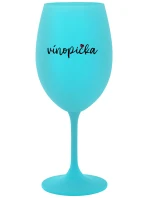 VÍNOPIČKA - tyrkysová sklenice na víno 350 ml