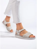 Praktické dámské sandály šedo-stříbrné platforma Praktické dámské sandály šedo-stříbrné platforma