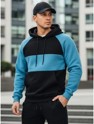 Pánská základní mikina s kapucí s černými a námořnickými pruhy FashionStreet BX5899