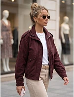 Dámská semišová bomberka v bordó barvě FashionStreet TY6066 Dámská semišová bomberka v bordó barvě FashionStreet TY6066