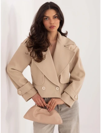 Krótka kurtka - marynarka na podszewce Goodlookin jasny beż (A9558)