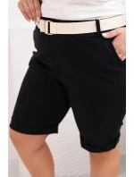 Dámské bavlněné šortky Plus Size s páskem černý