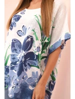 Dámská bavlněná blůza s květinovým potiskem a krátkým rukávem bílá