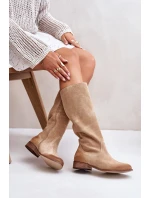 Semišové Kozačky Do Poloviny Lýtka Na Zip Bežové Lewski 3616 Semišové Kozačky Do Poloviny Lýtka Na Zip Bežové Lewski 3616