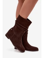 Kožené semišové dámské kotníky s řasením vyhřívané Maciejka K7211-02 Čokoládové Kožené semišové dámské kotníky s řasením vyhřívané Maciejka K7211-02 Čokoládové