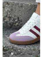 Kožené síťované dámské tenisky Zazoo N1318 bílo-fialové