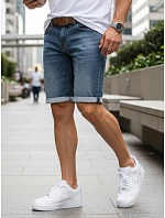 Pánské džínové šortky s páskem modré FashionStreet SX2572
