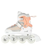 NILS Extreme NH18190 2v1 inline brusle bílo-růžové velikost S (29-33) s vyměnitelnými hokejovými bruslemi skid