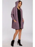 M556 Pletený svetr s kapucí - vřesová barva M556 Pletený svetr s kapucí - vřesová barva