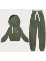 Žebrovaný teplákový komplet v olivové barvě (AMG-335A) Žebrovaný teplákový komplet v olivové barvě (AMG-335A)