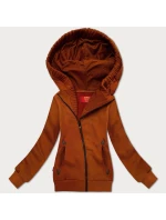 Vypasovaná dámská mikina v karamelové barvě s asymetrickým zipem LHD (AMG-61) Vypasovaná dámská mikina v karamelové barvě s asymetrickým zipem LHD (AMG-61)