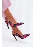 Ozdobené Sandály Na Podpatku S Růžemi Černé Vevessa Ozdobené Sandály Na Podpatku S Růžemi Černé Vevessa