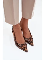 Lodičky s odhaleným patou a pásky leopardí hnědé Ravira