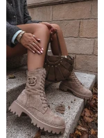 Dámské workery boty s ozdobným prvkem zateplené béžové Kalindra