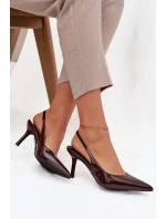 Lakované lodičky na jehlovém podpatku Čokoládové Phelia