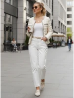 Dámská prošívaná přechodná bunda ecru FashionStreet TY5531