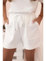 Dámský punto set s krátkými rukávy a šortkami ecru