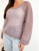 Dámský svetr z 70 % kid mohair s výstřihem do V volného střihu fango zelená Dámský svetr z 70 % kid mohair s výstřihem do V volného střihu fango zelená