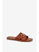 Dámské Plné Sandály S Dekorativním Detalem Hnědé Amiresna Dámské Plné Sandály S Dekorativním Detalem Hnědé Amiresna
