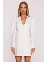 M881 Žakárové blejzrové šaty - krémové