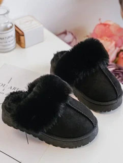 Dětské pantofle s kožíškem, Black Birasta