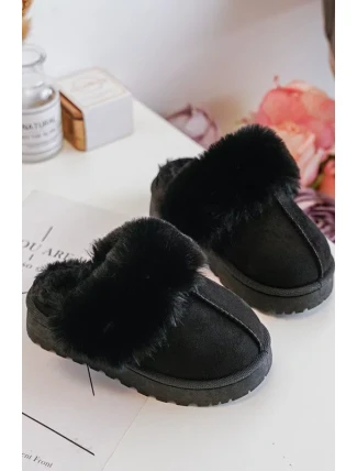 Dětské pantofle s kožíškem, Black Birasta