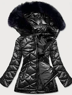 Dámská přechodná bunda plus size černá (mm21-76)