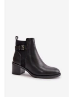 Dámské zimní zateplené boty na podpatku s přezkou Černé Nevillira