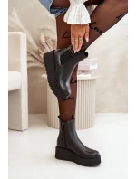 Zazoo 60498 Dámské Botky Chelsea Na Platformě A Klínu Černé