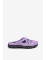 Domácí Obuv Dámské Pantofle S Nápisem A Kožíškem Typu Beránek Fialové Inblu ET000027