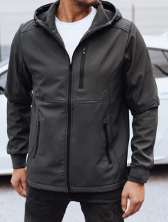 Pánská přechodná softshellová bunda s kapucí tmavě šedá FashionStreet TX4818