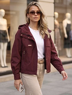 Dámská přechodová bunda s kapucí, vínová, FashionStreet TY5964