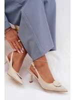 Dámské sandály na podpatku s ozdobným detailem světle béžové Mariae
