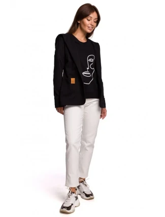 B180 Blejzr s kapucí z bavlněného úpletu - černý B180 Blejzr s kapucí z bavlněného úpletu - černý