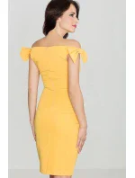 Dámské šaty K028 tmavě žlutá - Katrus Dámské šaty K028 tmavě žlutá - Katrus