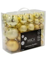 DEKORATIVNÍ PLASTOVÉ CETKY BEZPEČNÉ 46KS ZLATÁ SLÍDA