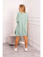 Šaty s potiskem a rozšířenou spodní částí tmavě mátové barvy Šaty s potiskem a rozšířenou spodní částí tmavě mátové barvy