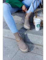 Módní semišové kozačky s střihem béžove Forget Me