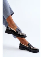 Dámské lakované polobotky mokasíny S.Barski HY336A černé Dámské lakované polobotky mokasíny S.Barski HY336A černé