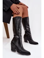 Dámské kozačky na jehlovém podpatku s vyhříváním černé Katelle