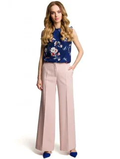 M378 Kalhoty se širokými nohavicemi - pudrové