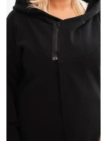 Dámská mikina Plus Size zateplená s kapucí a asymetrickým zipem černá