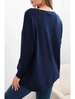 Dámský svetr s delším zadním dílem a embosovanou hvězdou granátový