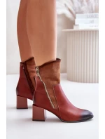 Zateplené dámské botky na podpatku hnědé Relabina Zateplené dámské botky na podpatku hnědé Relabina