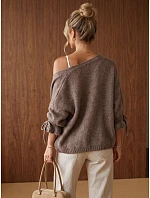 Dámský oversize kardigan bez zapínání, hnědý, FashionStreet MY2565