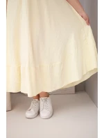 Dámské šaty plus size s krátkým rukávem a volánem z lehké viskózy žlutá