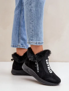 Tenisky Botky Dámské S Kožíškem Černé Zeriana