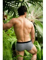 Černobílé pruhované plavky Sacco Belt - Alpha Male Černobílé pruhované plavky Sacco Belt - Alpha Male
