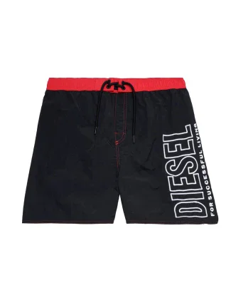 Pánské koupací šortky 00SV9U-0PCAU-900 - černá/červená - Diesel Pánské koupací šortky 00SV9U-0PCAU-900 - černá/červená - Diesel